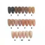Colorful French Tips - nude shade options chart - Three Graces & Co. press on nails glue on nails stick on nails