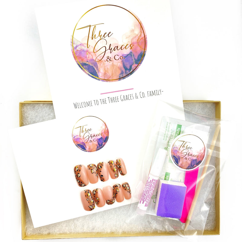 Leopard Wave - Three Graces & Co. press on nails glue on nails stick on nails