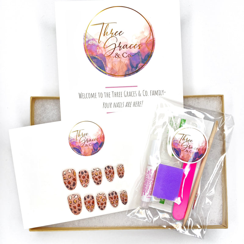Leopard Print Gradient - Three Graces & Co. press on nails glue on nails stick on nails