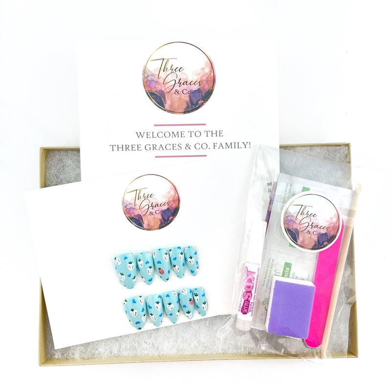 Strawberry Blues Nail Set/Mask Combo