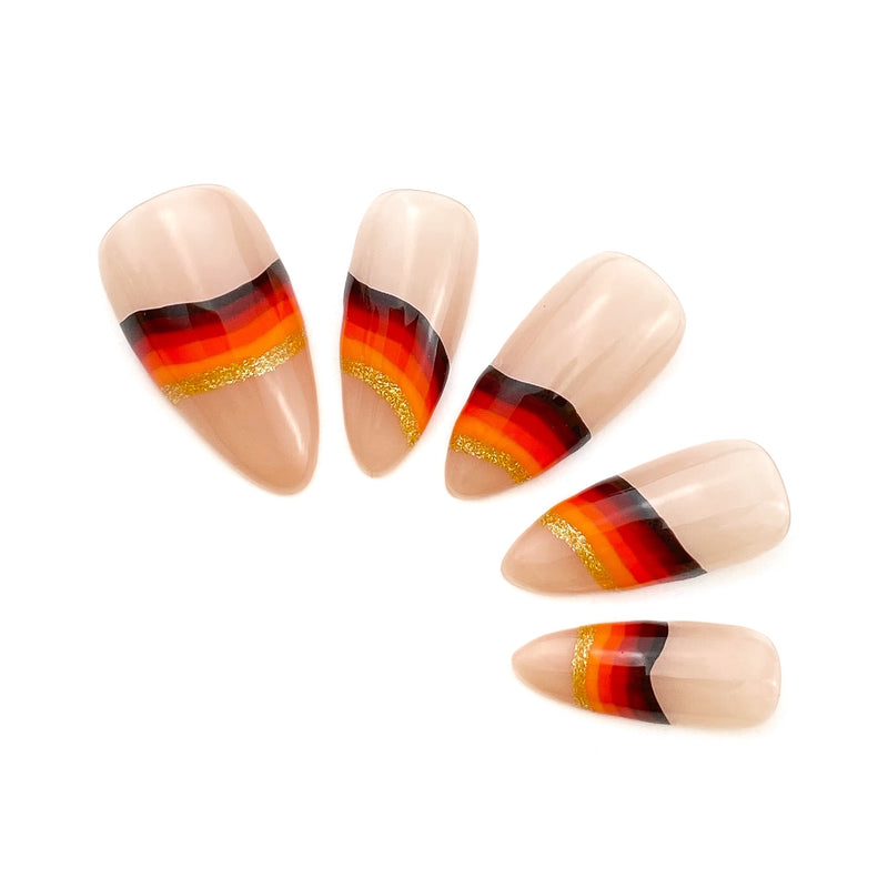 Retro Stripe - Three Graces & Co. press on nails glue on nails stick on nails