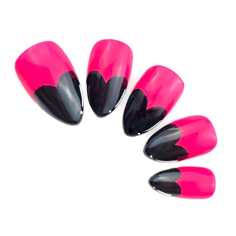 Dark Hearts - Three Graces & Co. press on nails glue on nails stick on nails