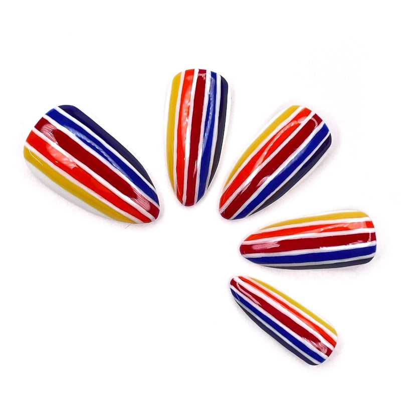 Candy Stripes - Three Graces & Co. press on nails glue on nails stick on nails