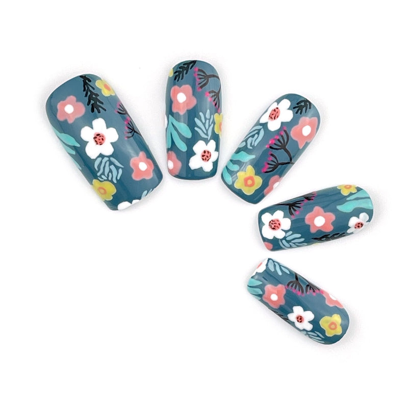 Dark Floral Nail Set/Mask Combo