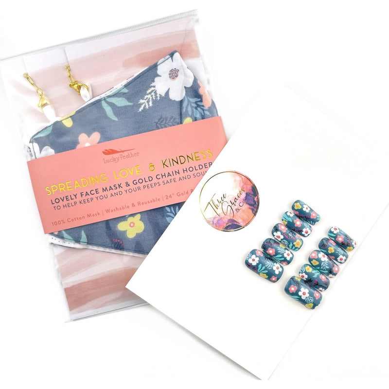 Dark Floral Nail Set/Mask Combo